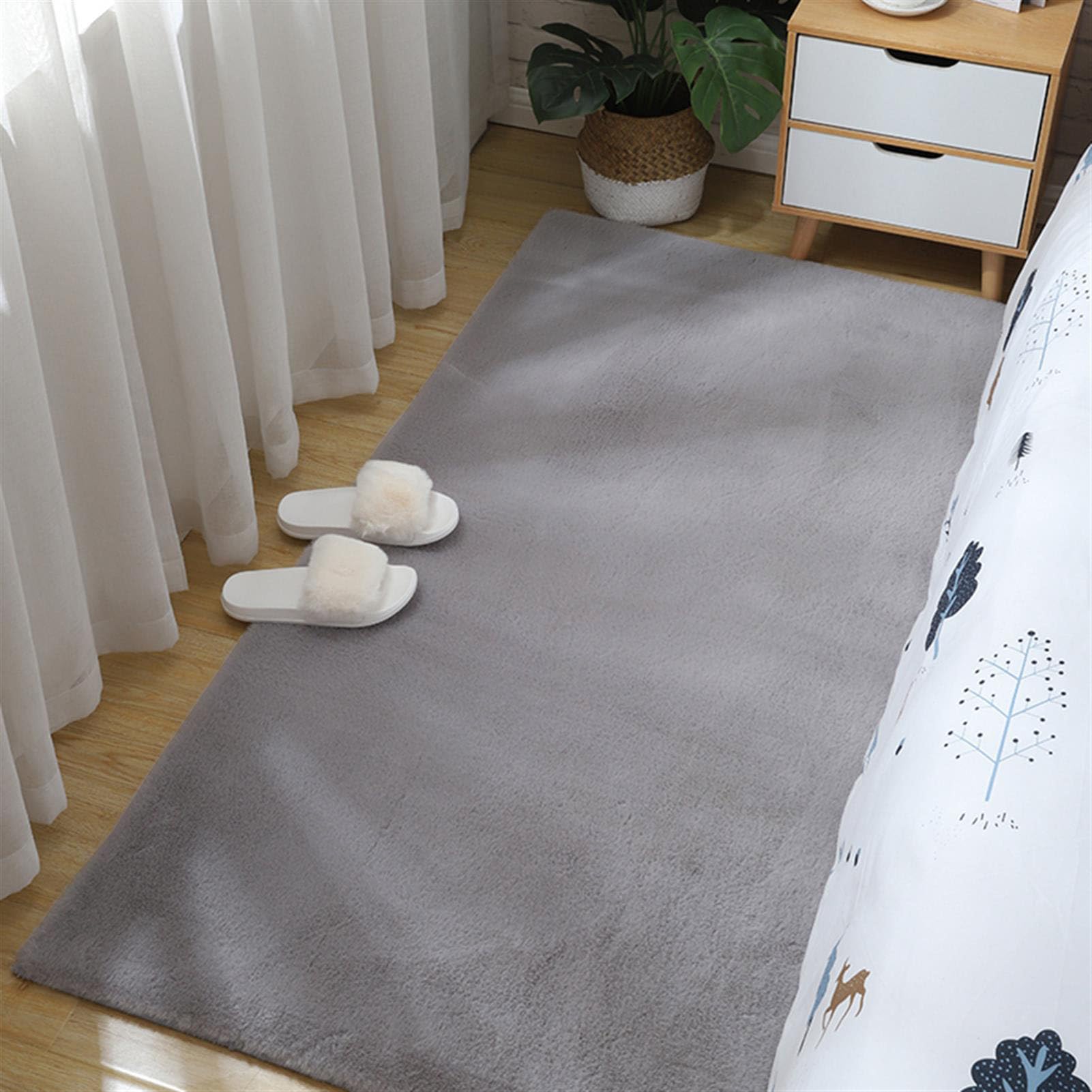 Teppiche, Waschbarer Teppich, Weicher Wohnztimmerteppich Mit Anti-Rutsch Unterseite, Modern Kunstfell Carpet Für Schlafzimmer, Esszimmer Oder Kinderzimmer Deko, Dunkelgrau,Grau,140x200 cm