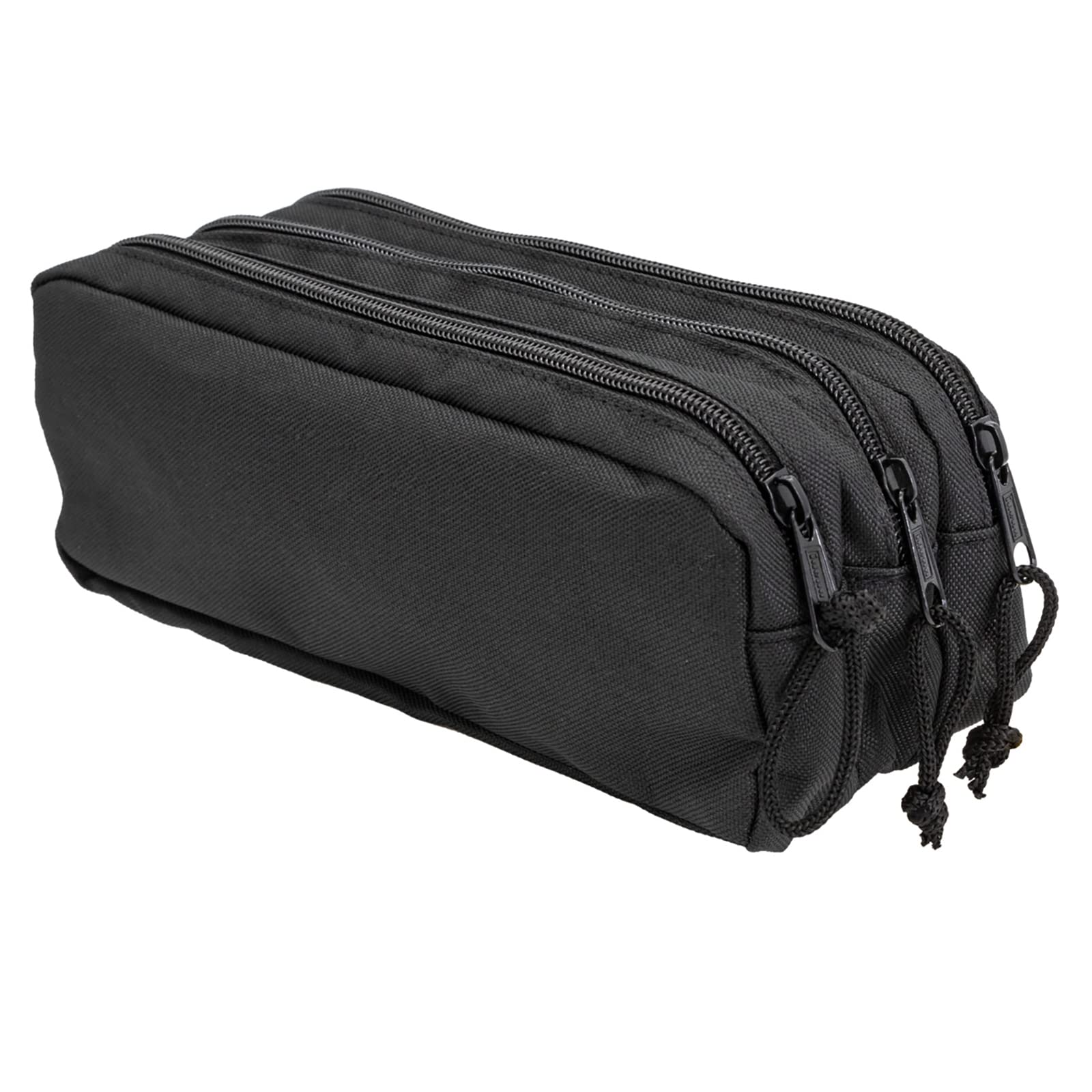 Idena 20121 - Estuche con 3 compartimentos con cremallera, aprox. 9 x 23 x 10 cm estuche grande en negro