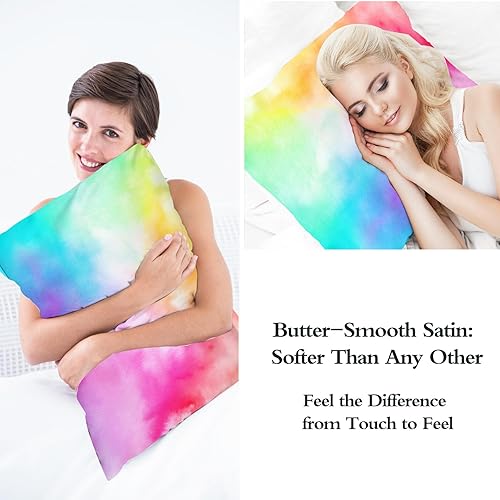 Vista 13 de Funda de almohada de satén, más suave que la seda, 1 paquete, fundas de almohada de satén con cremallera, fundas de almohada de enfriamiento