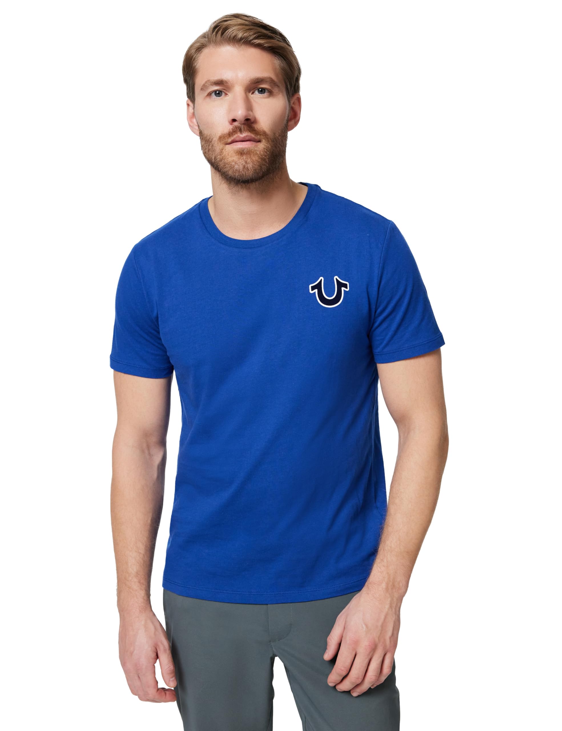 True Religion Men's Buddha Logo Crew Neck Tee, Cobalt, L