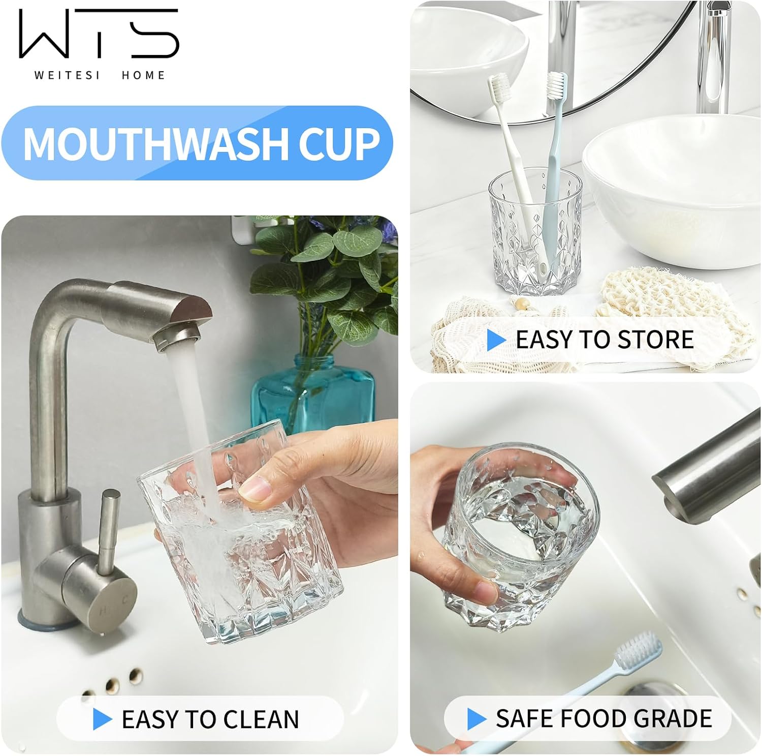 Bathroom Tumbler Cup Toothbrush Holder, Unbreakable Clean Glass Bathroom Tumbler Cup Toothpaste Storage Stand, Tumbler Cup for Makeup Brushes