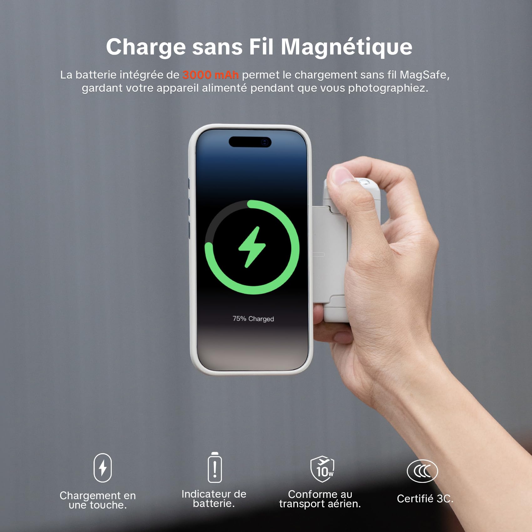 PGYTECH MagCam 2 Poignée pour Smartphone, Kit Modulaire 3-en-1, Télécommande Bluetooth, Poignée de Charge et Support MagSafe sans Fil, pour iPhone 12–17/Android 14 (Noir)