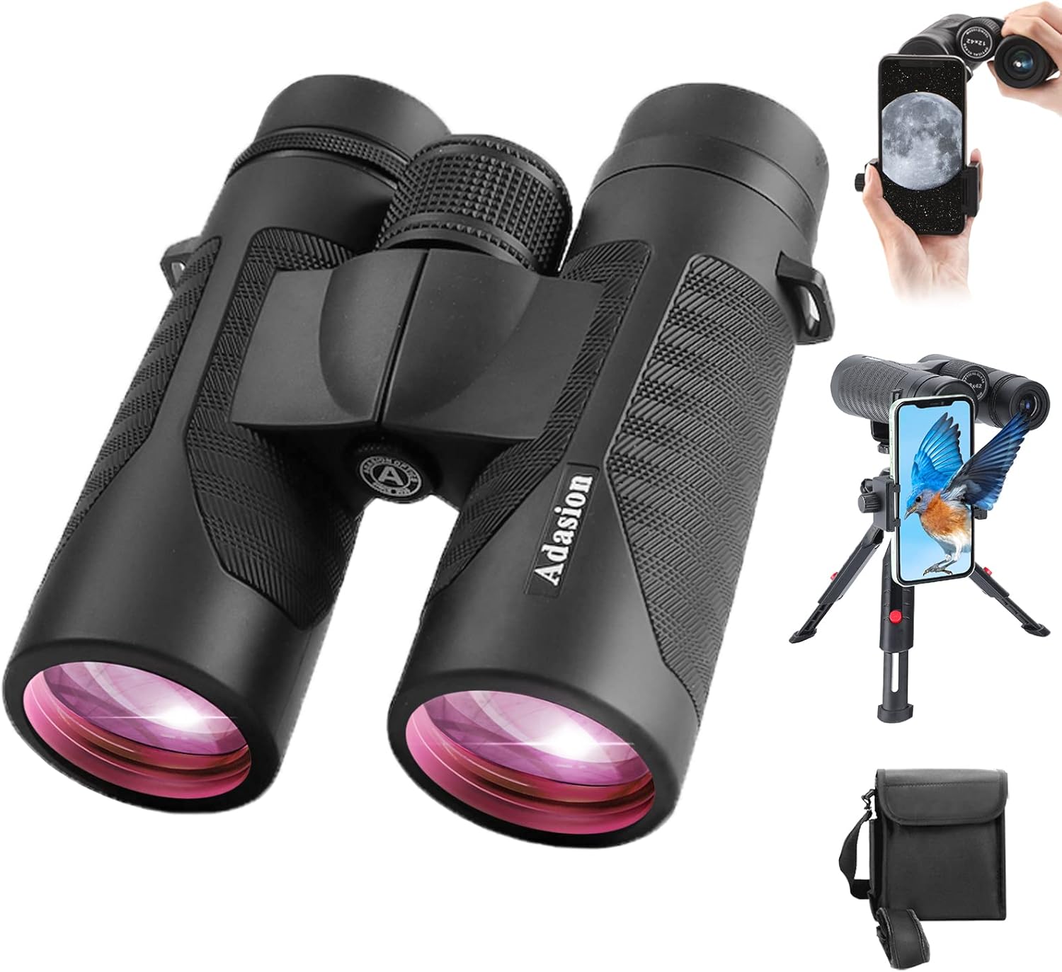 12x42 HD Binoculars for Adults High Powered with Phone Adapter