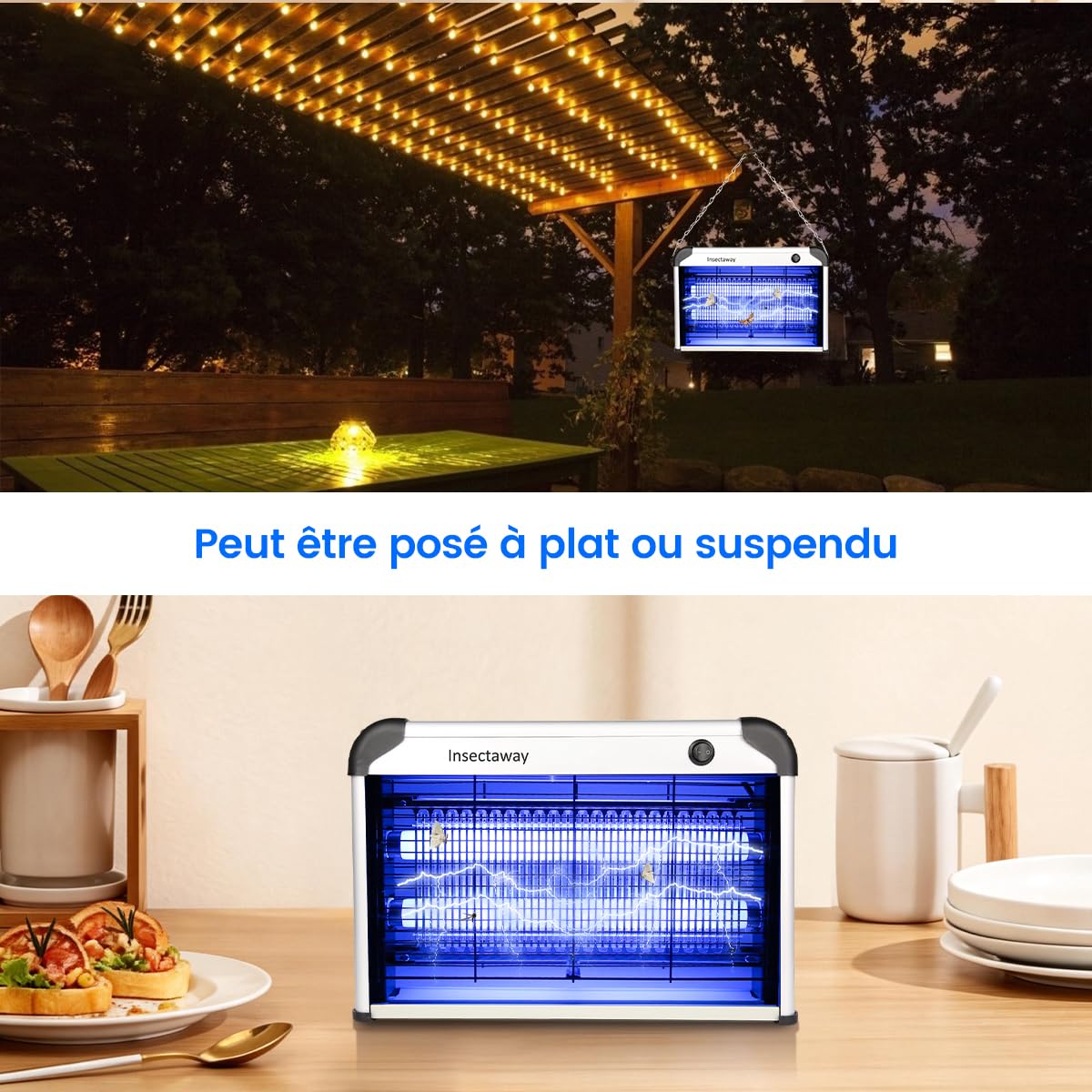 Lampe Anti-Moustique 20W UV Tue Mouche Electrique Double Grille Destructeur d'Insectes