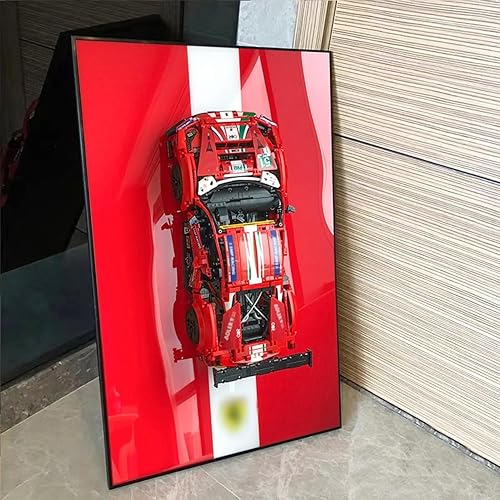 iLuane Tablero de pantalla para Lego Technic Ferrari 488 GTE AF Corse #51 pulgadas 42125, coleccionable Lego soporte de pared para automóvil para