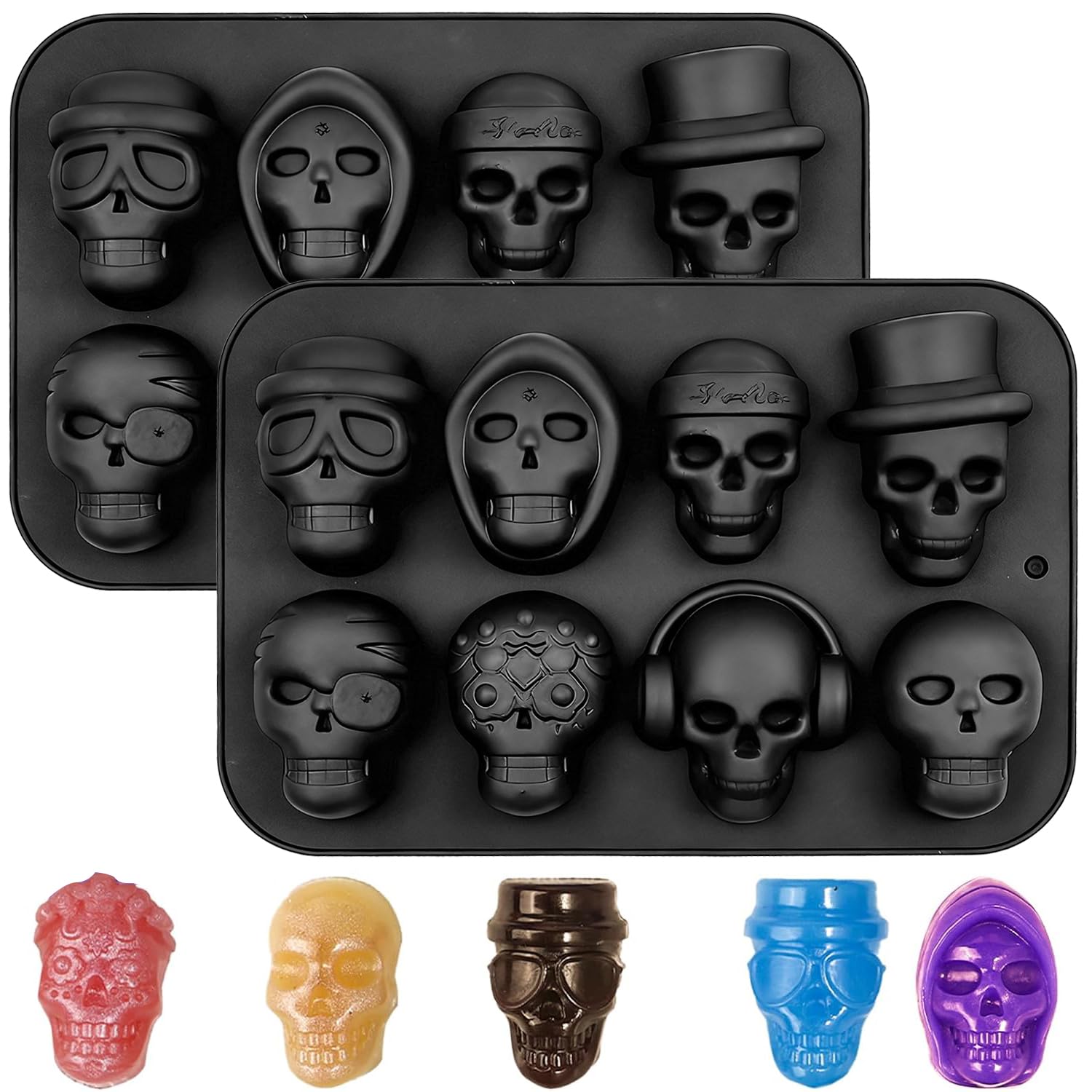 YXHZVON 2 Halloween Skull Chocolate Silicone Mould Candy Baking Fondant DIY