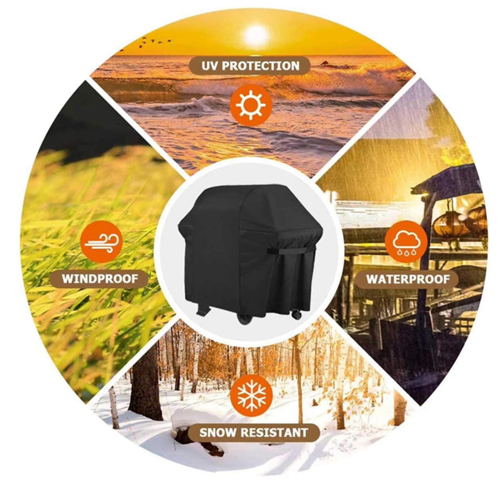 Funda para Barbacoa, Funda para Barbacoa Impermeable, Cubierta BBQ De Parrilla 420D Oxford Protector, Cubierta De Barbacoa Exterior Anti UV (183x66x129cm,Negro)