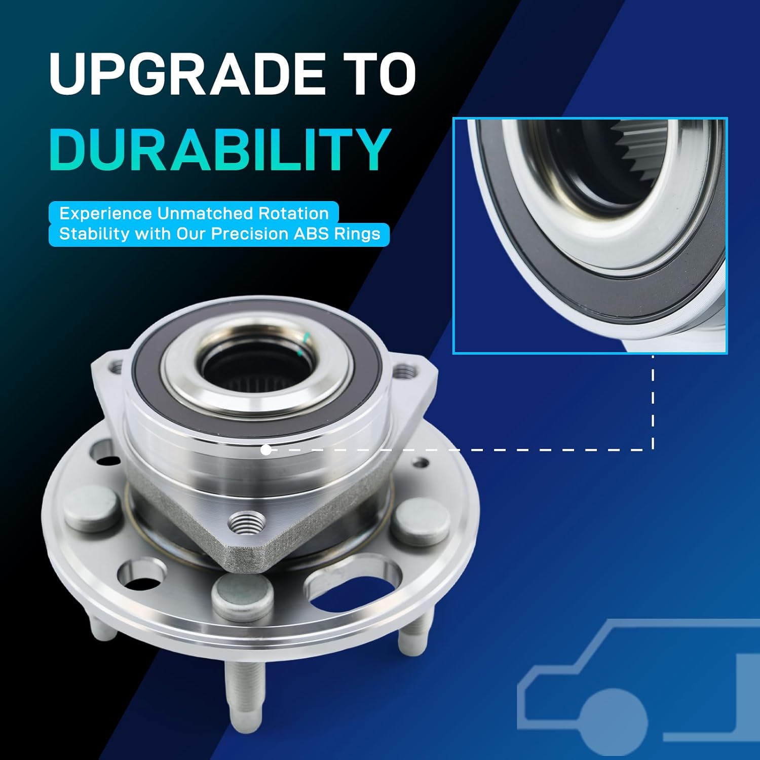 513288 Front or Rear Wheel Bearing Hub Assembly Fit for 13-15 Chevy Malibu, 14-17 Impala, 10-17 Equinox, GMC Terrain, Cadillac CTS/XTS, Buick Lacrosse Regal, Saab 9-5, 5 Lugs w/ABS