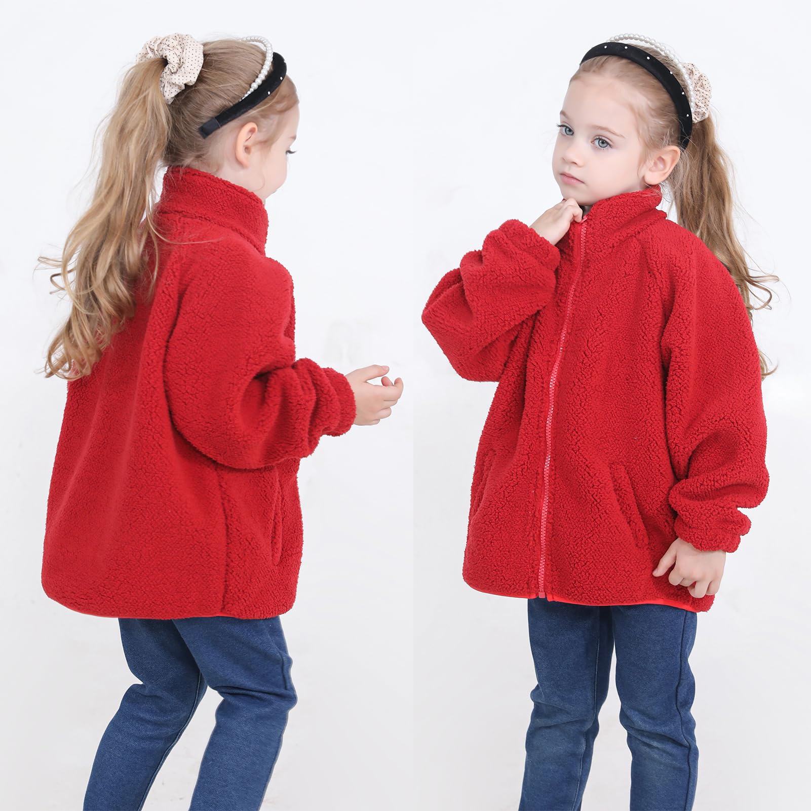Gajaous Giacca in pile Sherpa per bambini, giacca con zip per neonati e ragazzi, pesante e calda, abbigliamento esterno per 1-6 anni