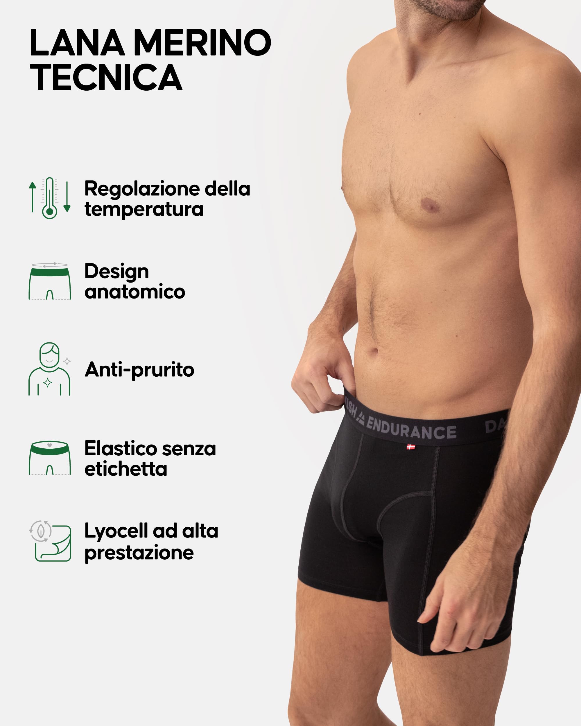 DANISH ENDURANCE Boxer Uomo in Lana Merino, Intimo Termico Invernale, Sportivo e Quotidiano, con o Senza Apertura Frontale, 1 Paia