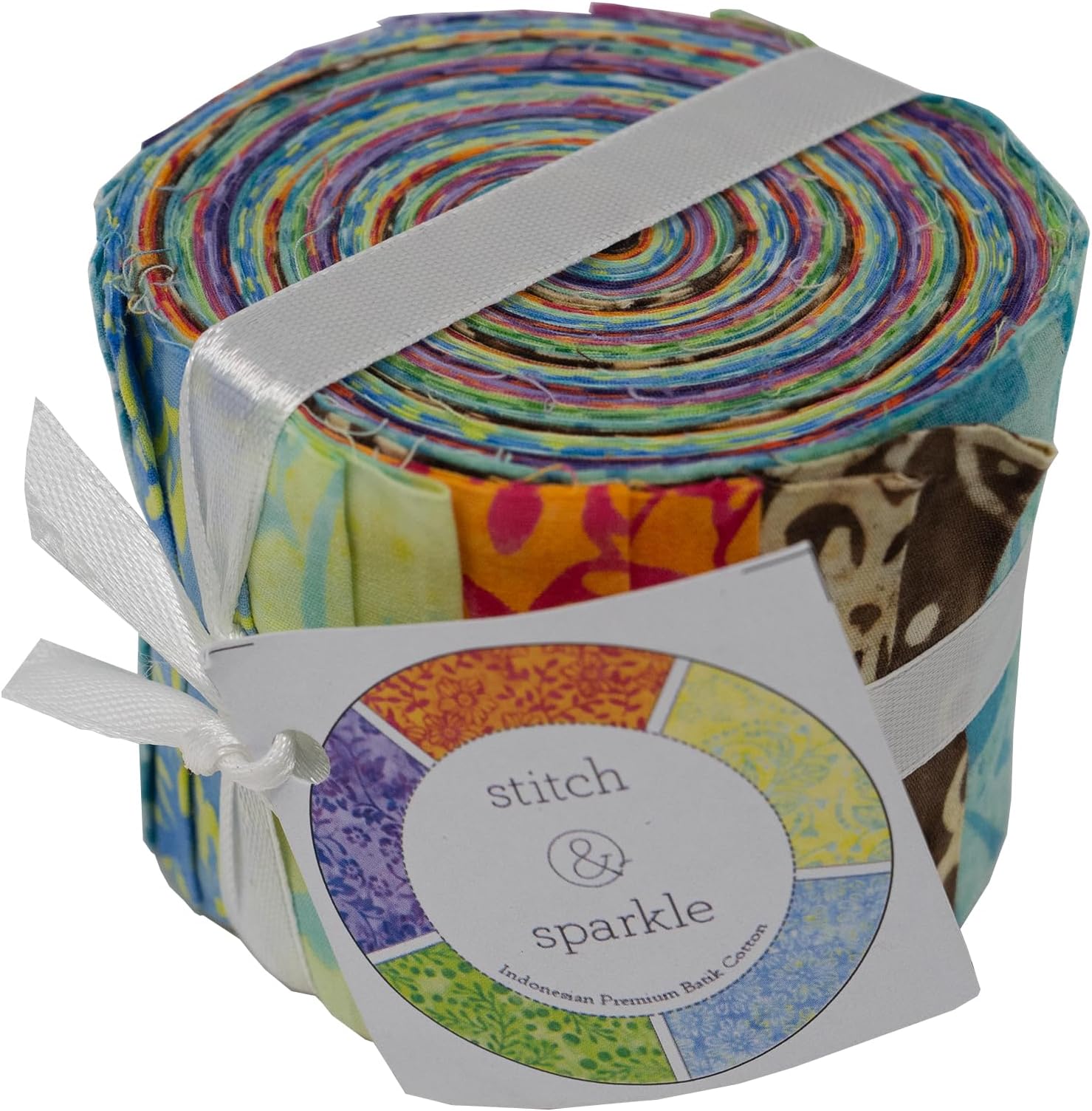 Stitch & Sparkle Indonesian Premium Batik Cotton Vibrant Dreams Jelly Roll 2.5''x 44'', 20 Pieces