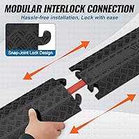 Vista 6 de VEVOR Rampa de cubierta de cable de caída de 3 piezas, capacidad de carga de 2,000 libras/eje, rampa protectora de manguera de cable resistente