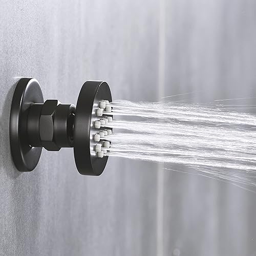 Miniatura 4 de Chorro de ducha de latón macizo, rociador lateral de masaje redondo, sistema de spa, juego de ducha ajustable montado en la pared, acabado negro mate