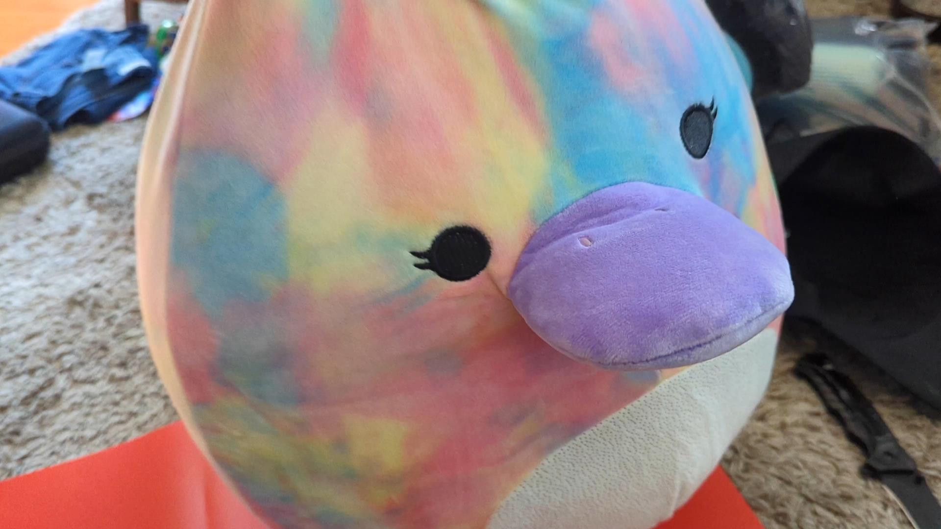 Squishmallows 14Inch Rainbow TieDye Platypus