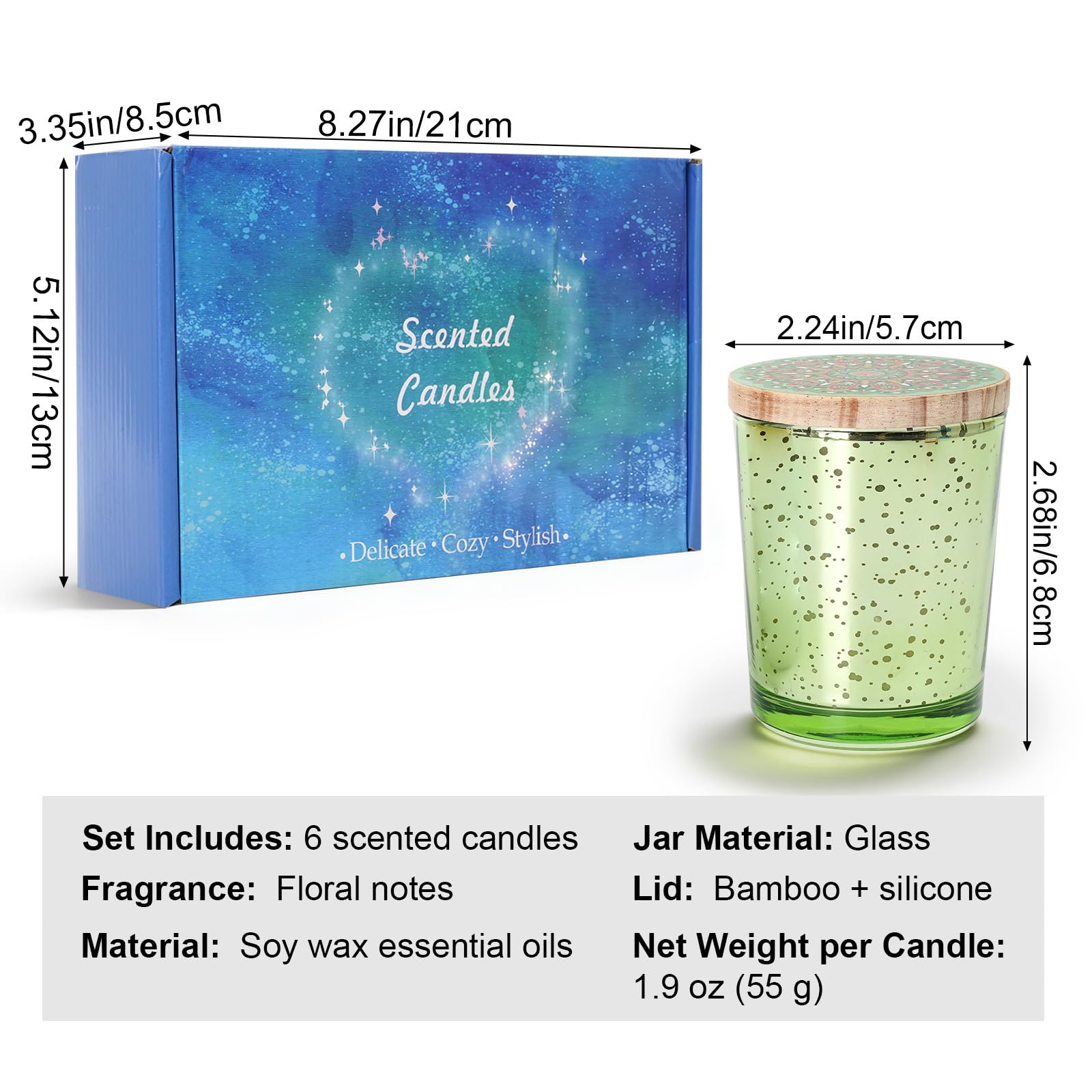 6PCS Duftkerzen im Glas,Duftkerzen Set Raum Scented Candle ausNaturlichem Sojawachs,ideal als Geschenke fur Frauen, mama, FrauValentinstag oder Muttertag duftkerzen geschenkset