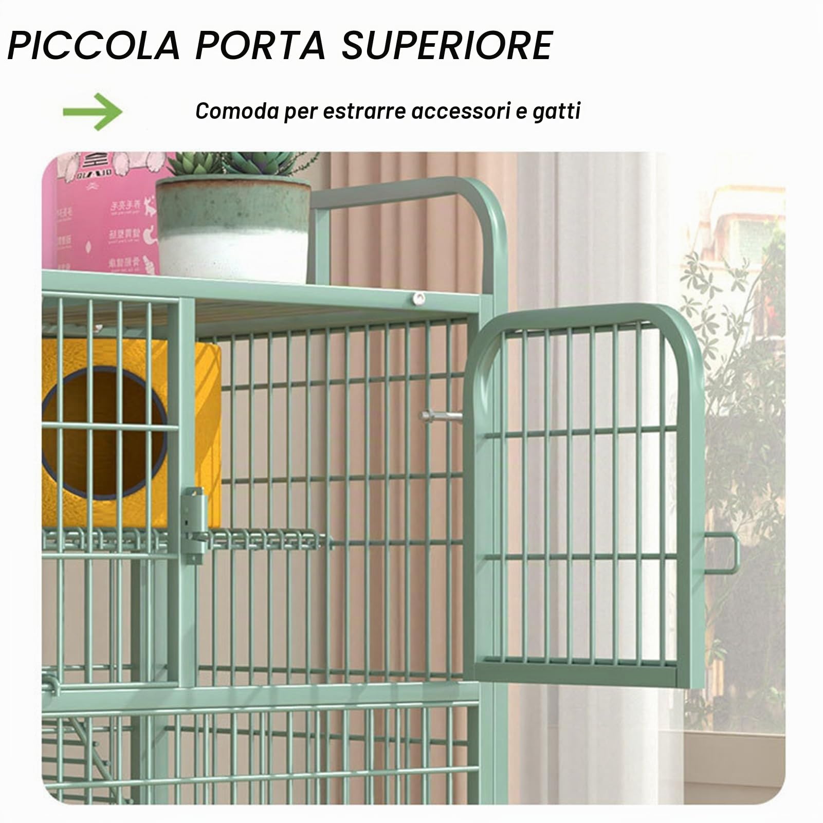 Gabbia per gatti a 3/4 livelli con ruote, grande recinto per gatti da interno esterno con piattaforme, casetta,per gatti spaziosa, playpen sicuro ideale per gioco e relax