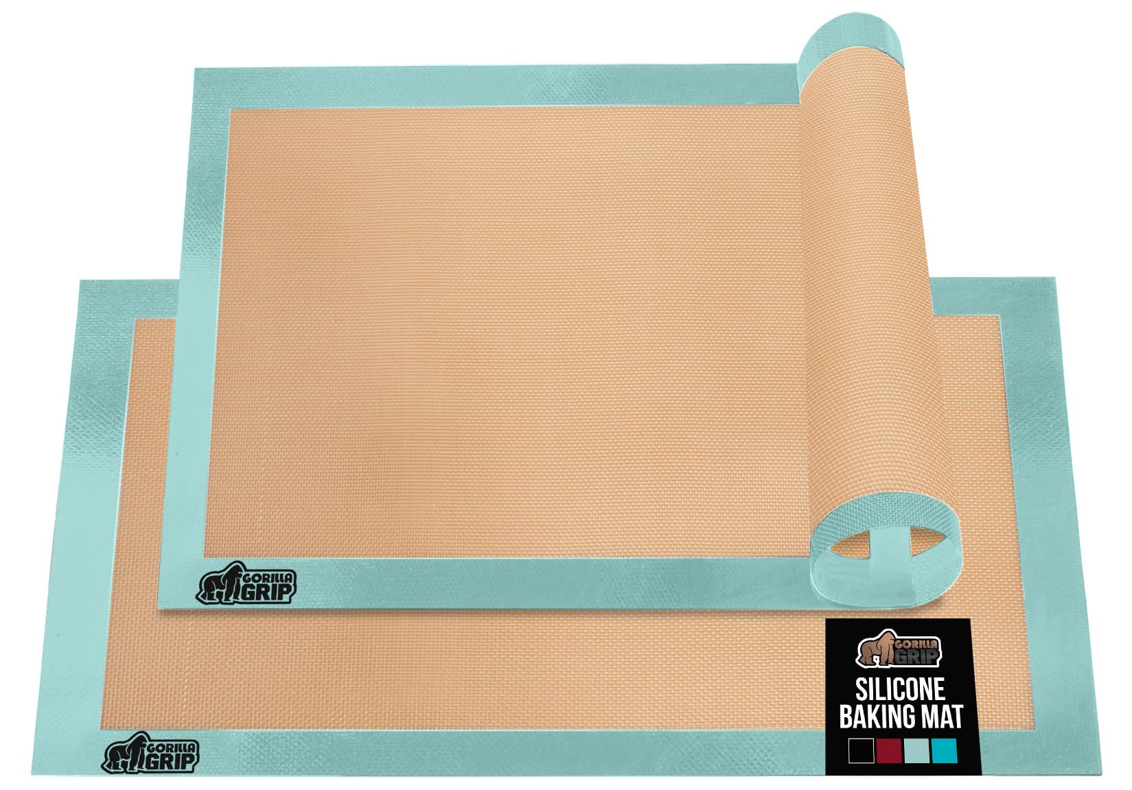 Gorilla Grip Non Stick Silicone Baking Mat Sheet, 2 Pack, Reusable Cookie Sheets Liner, Heat Resistant, No Oil Greasing Needed, Kitchen Oven Essentials, Food Grade and BPA Free, Half Sheet, Mint