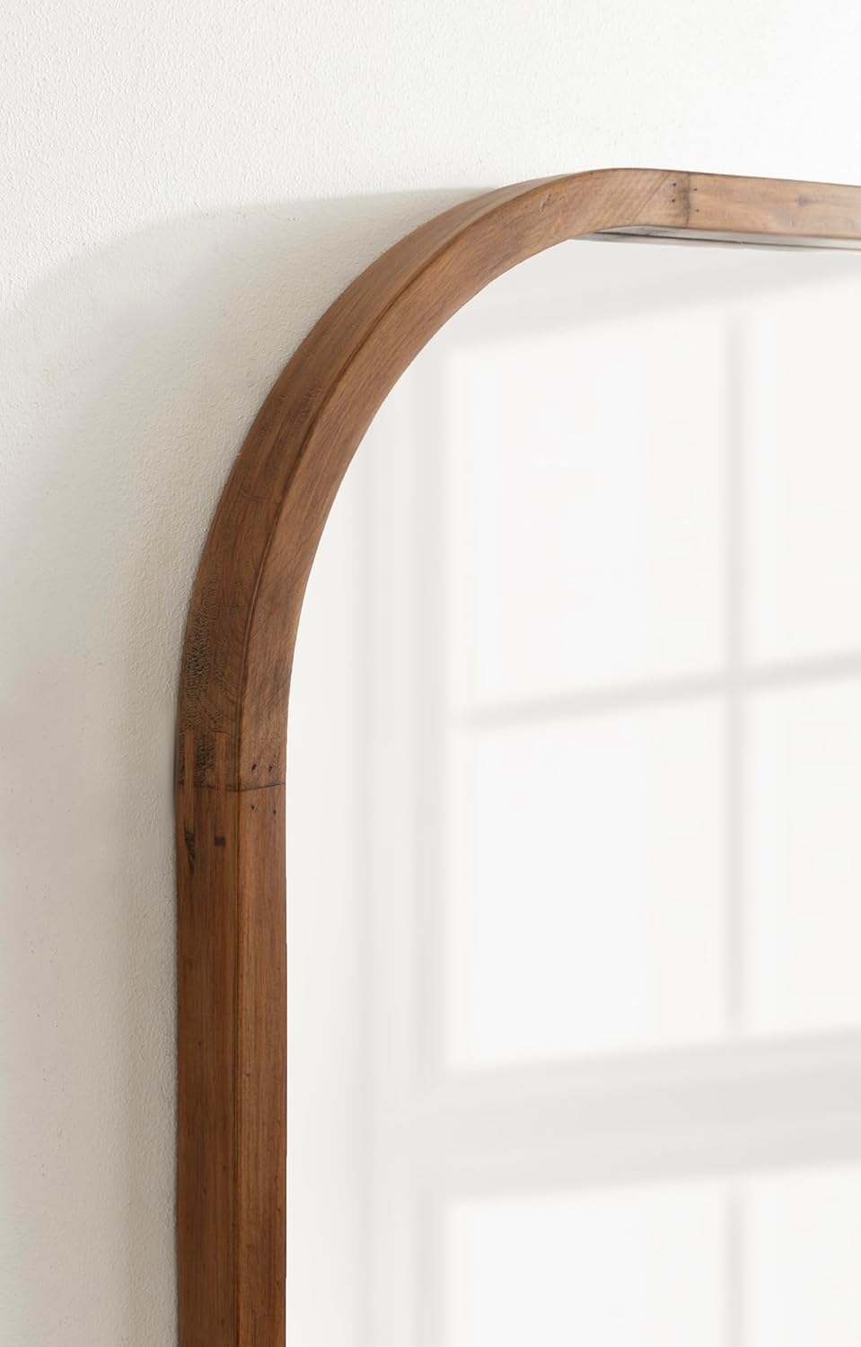 Kate and Laurel Occonor Modern Wooden Arched Mirror, 36 x 28, Rustic Brown, Transitional Arch Wall Mirror with Geometric Shape for Use as Bathroom Mirror for Vanity or Fireplace Mantel Mirror