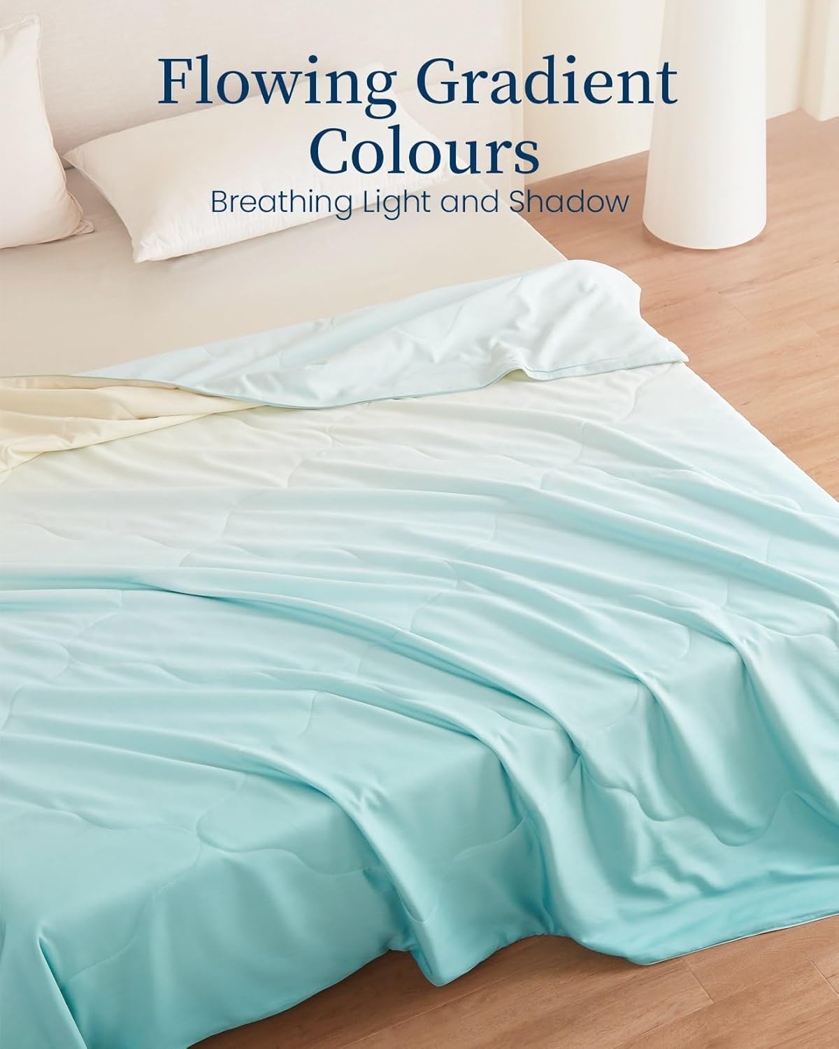 THXSILK Mulberry Silk Throw Blanket, Ombre Gradient Design, 100% Natural Mulberry Silk Filling, Compact for Sofa Couch, Travel & Camping, Machine Washable Decorative Accent Piece(Mint Green, 50"x60") - Image 7