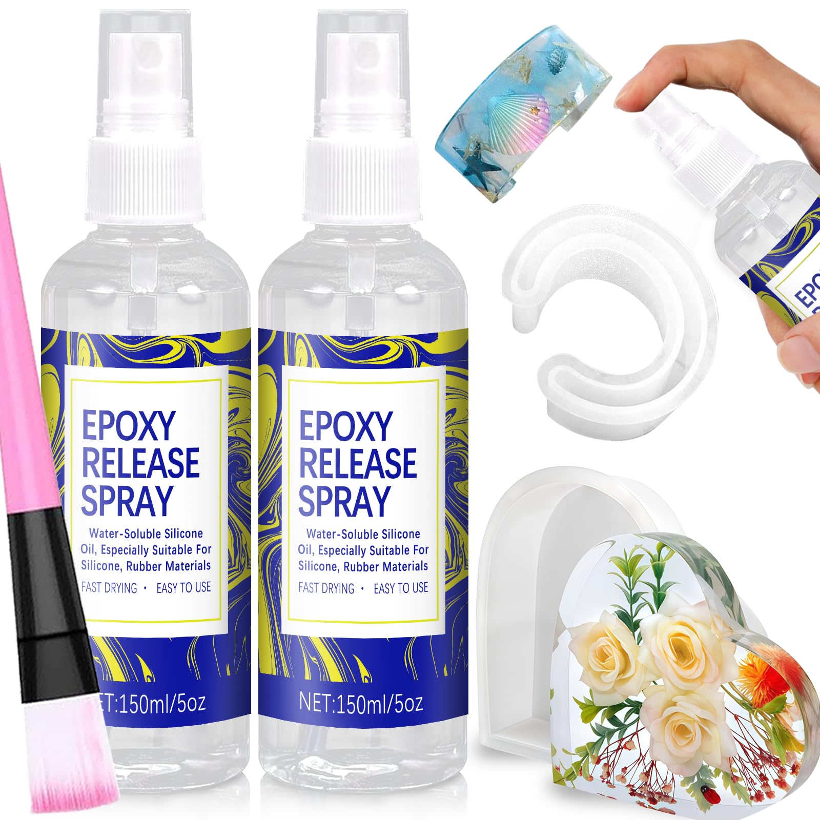 Photo 1 of 2 Pcs 150ML Mold Release Spray for Resin Molds – Water-Based Silicone Release & Protectant for Silicone and Epoxy Resin Molds, Fast-Drying Non-Stick for Easy Demolding & Longer Mold Life