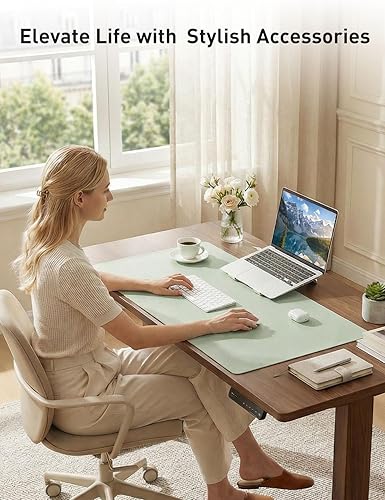 Miniatura 496 de Aothia Tapete protector de escritorio, alfombrilla para mouse, antideslizante, impermeable, de piel sintética, secante de escritorio, para Verde