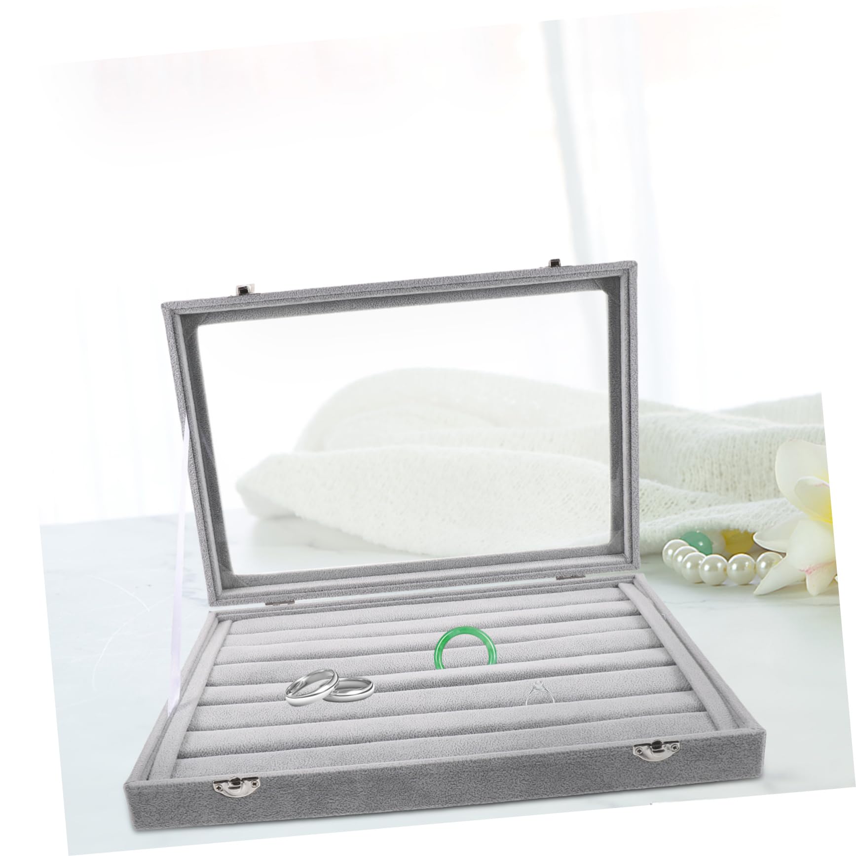 Caja De Almacenamiento De Anillos Transparente Bandejas Apilables Para Organizar Joyas Caja Tapa Para Exhibir Joyas Organizador Para Joyero