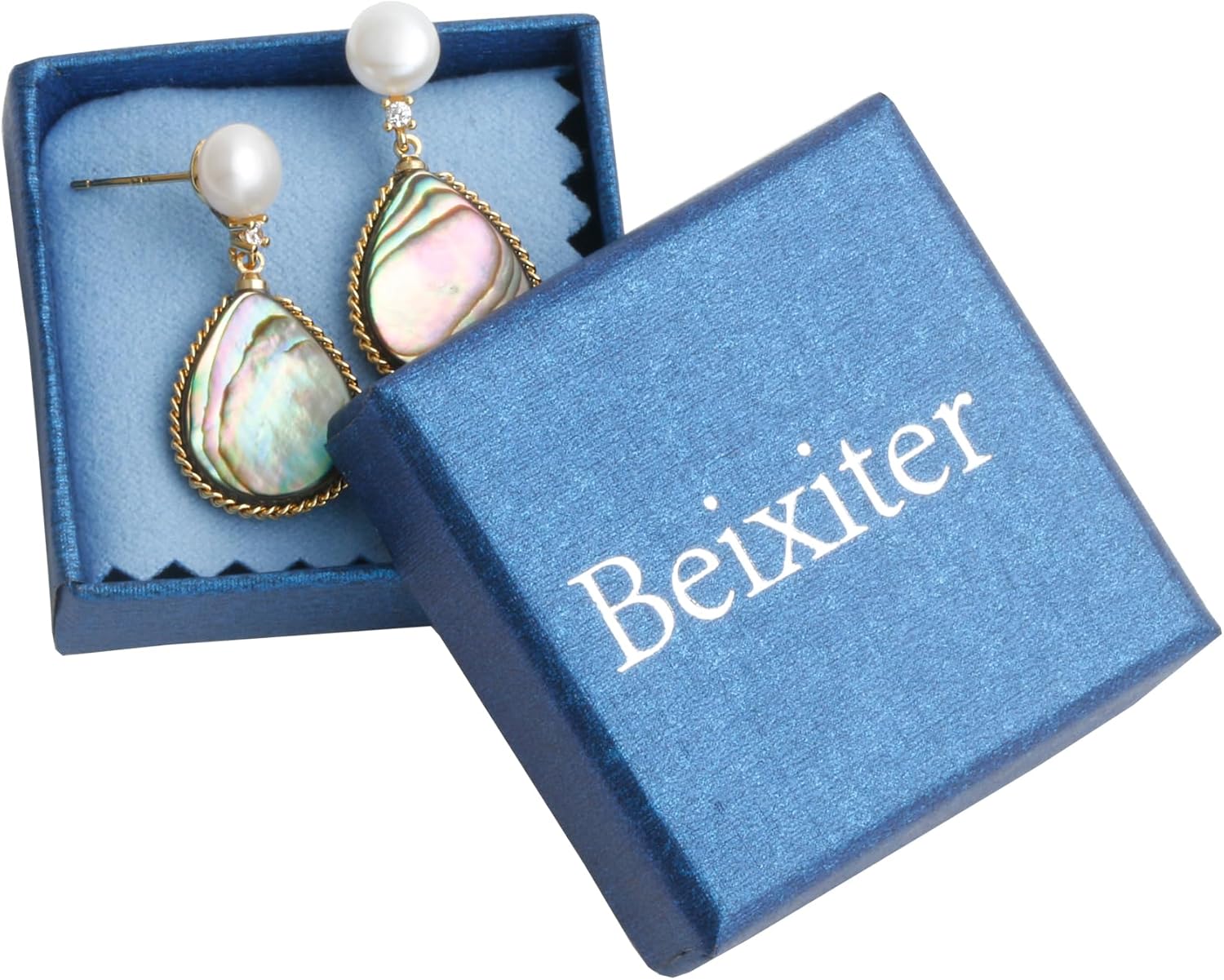 Handmade Teardrop Shell Dangle Earrings for Women, Pearls Sterling Silver Posts - Image 7