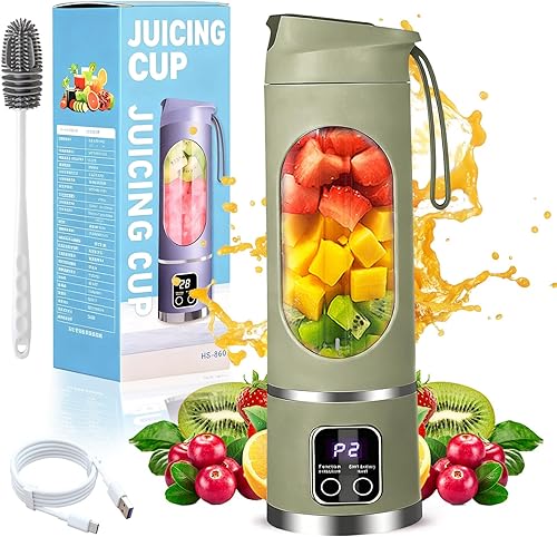 Vista 11 de Licuadora digital multimodo - Pantalla LED inteligente, exprimidor portátil de pantalla digital de 15.2 fl oz, 21000 rpm, apto para dietas, diseño a