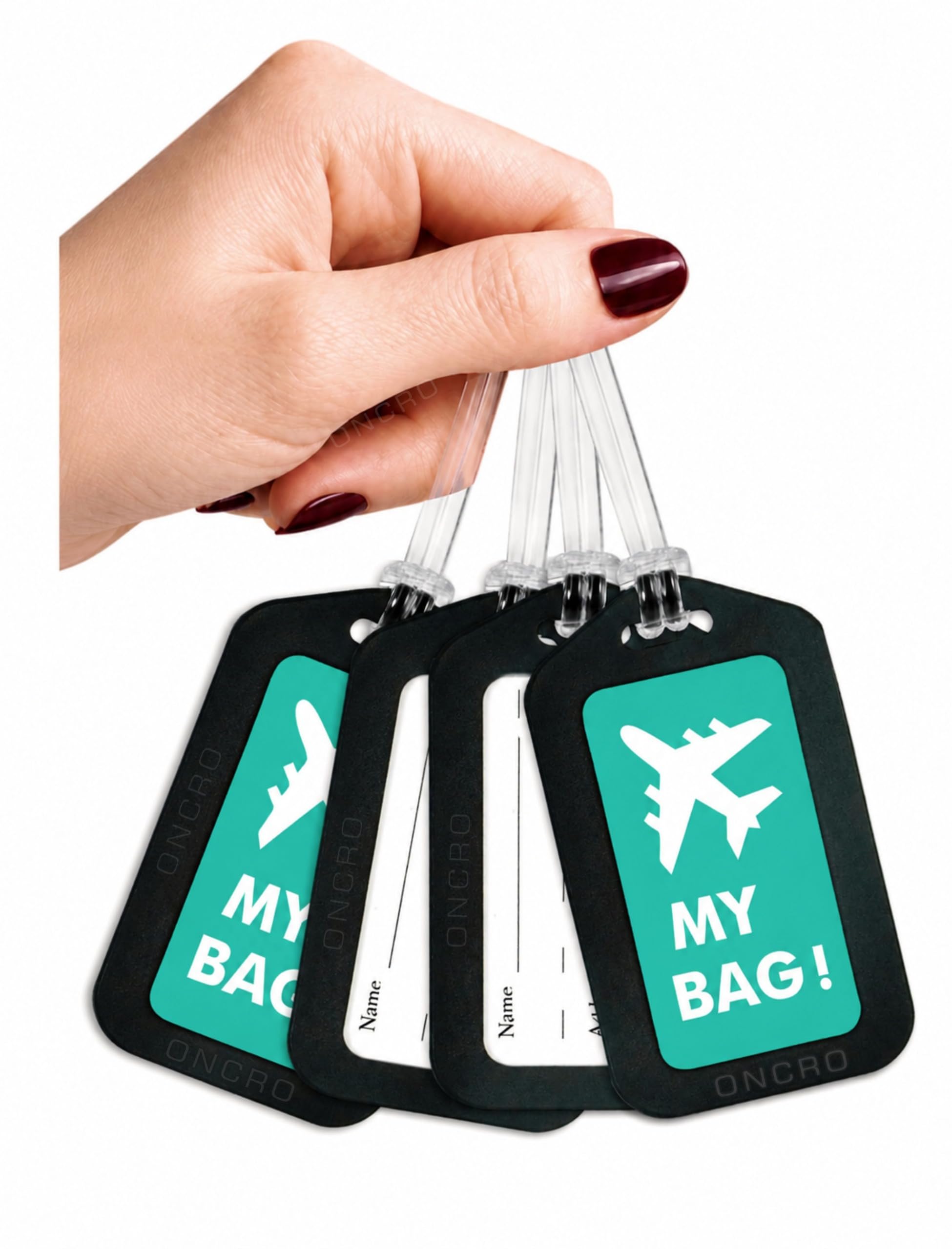 oncro® green 4 pcs aeroplane luggage tags smart travel suitcase silicone hard strap bag identifier id label name address card reusable durable flexible airline backpack aircraft carry-on accessory