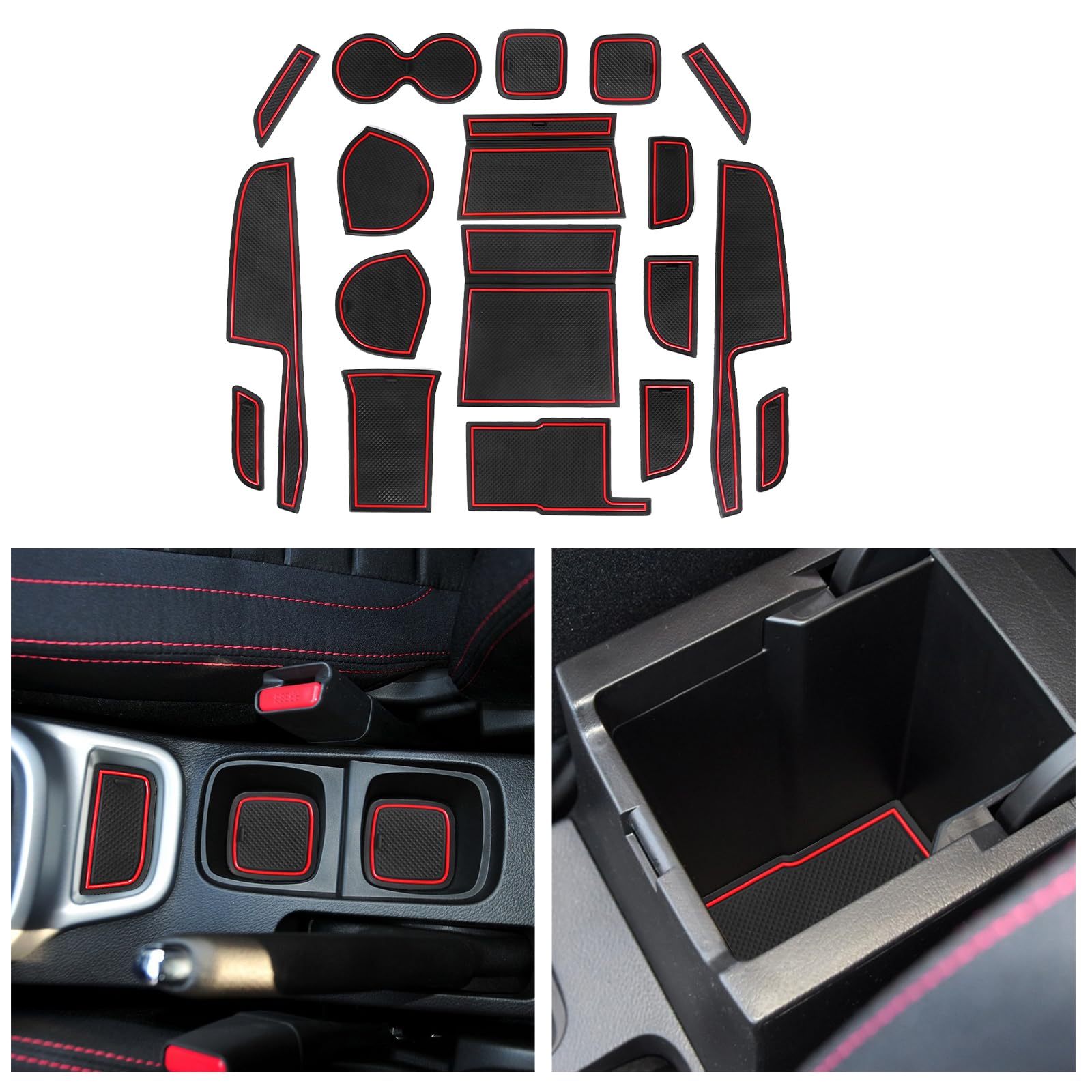 CDEFG Compatibile con Suzuki Vitara LY Hybrid 2016-2023 2024, Tappetino Antiscivolo Antipolvere Antigraffio Tappetini in Gomma Portabicchieri per Interni Auto Vitara LY Accessori (Rosso Manuale)