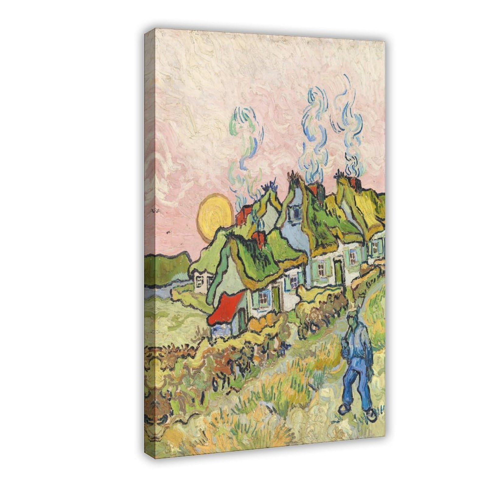 ANFOTCM Vincent Van Gogh, domy i figura, plakat na płótnie, sztuka ścienna, sypialnia, dekoracja, biuro, pokój, kuchnia, prezent, 60 x 90 cm