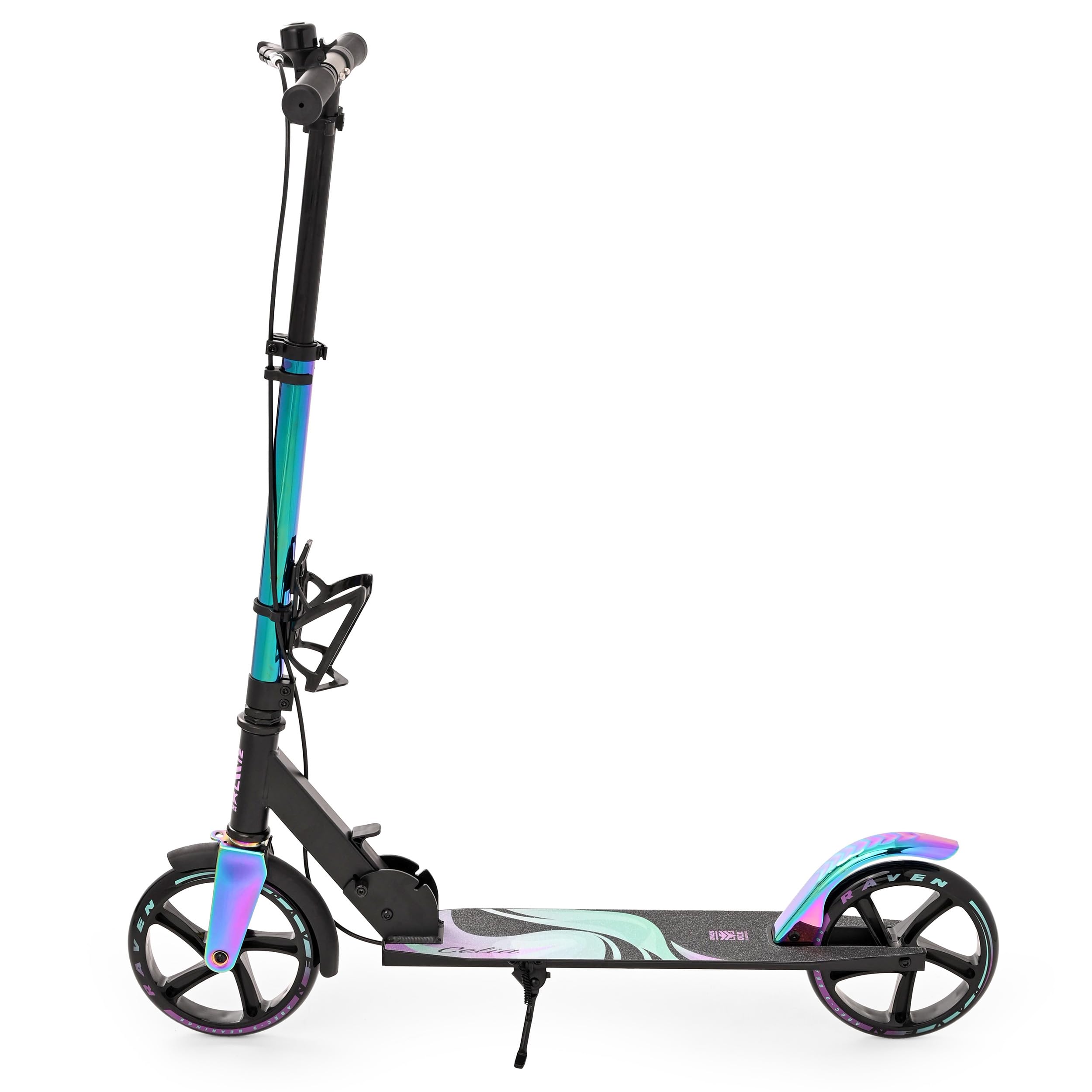 RAVEN Scooter Roller Tretroller Kickscooter für Kinder Erwachsene |klappbar | höhenverstellbar | Tragegurt | Klingel | Flaschenhalter