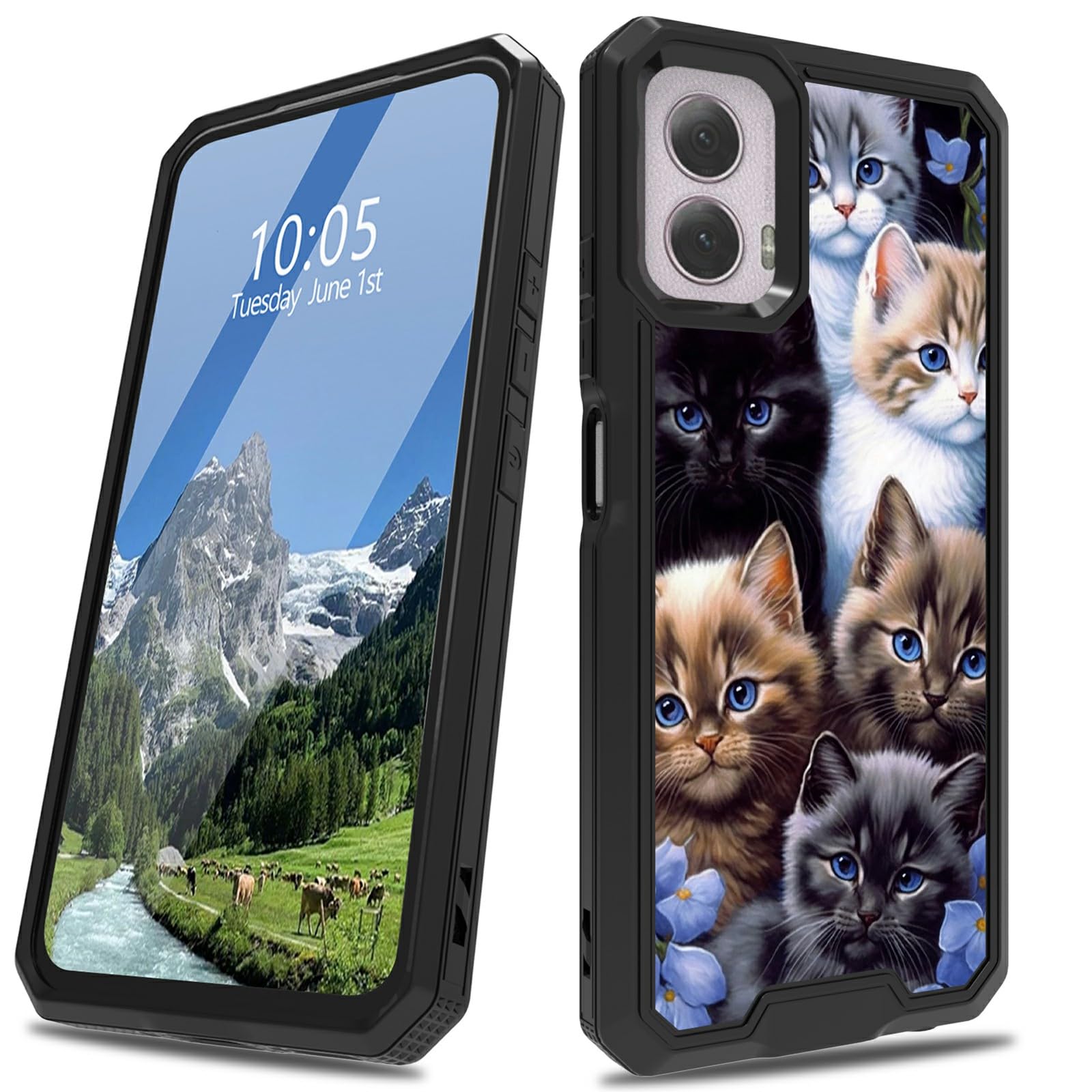 for Moto G Power 5G 2024 Case for Men Women Dual Layer Heavy Duty Shockproof Rugged Protective Phone Case for Motorola G Power 5G 2024,Cute Cat