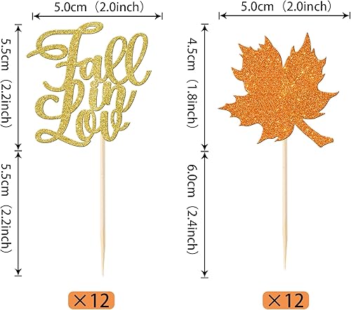 Miniatura 9 de Paquete de 24 adornos para cupcakes con purpurina con purpurina para dar gracias, decoración de pasteles para el día de Acción de Gracias, para baby