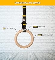 Vista 5 de Double Circle Anillos de gimnasia de madera (solo anillos) y guía de videos de ejercicios para gimnasio, compatible con crossfit y entrenamiento