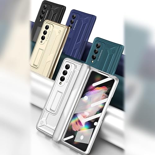 Miniatura 7 de Miimall Funda para Samsung Z Fold 3 con protección de bisagra, protector de pantalla incorporado Kickstand Magnetic Hinge Cover Full Body PC Funda
