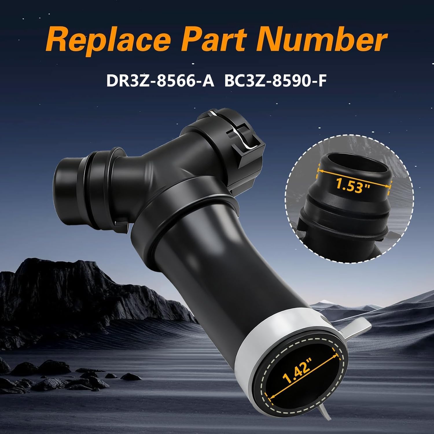 Engine Heater Hose T-Connector Pipe with Engine Radiator Coolant Hose O-Ring Seal Set Compatible with Ford F-150 Mustang Lincoln Mark Replace # DR3Z-8566-A