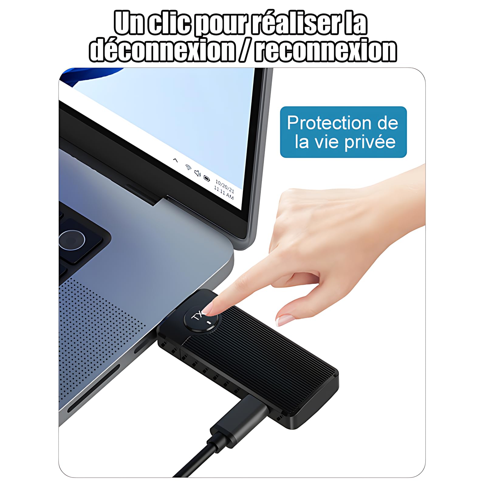 HDMI sans Fil Émetteur et Récepteur HDMI sans Fil,Portée de 50M, 2.4GHz/5GHz, Plug & Play, pour Ordinateur Portable, PC vers TV HD, Projecteur, Écran de conférence