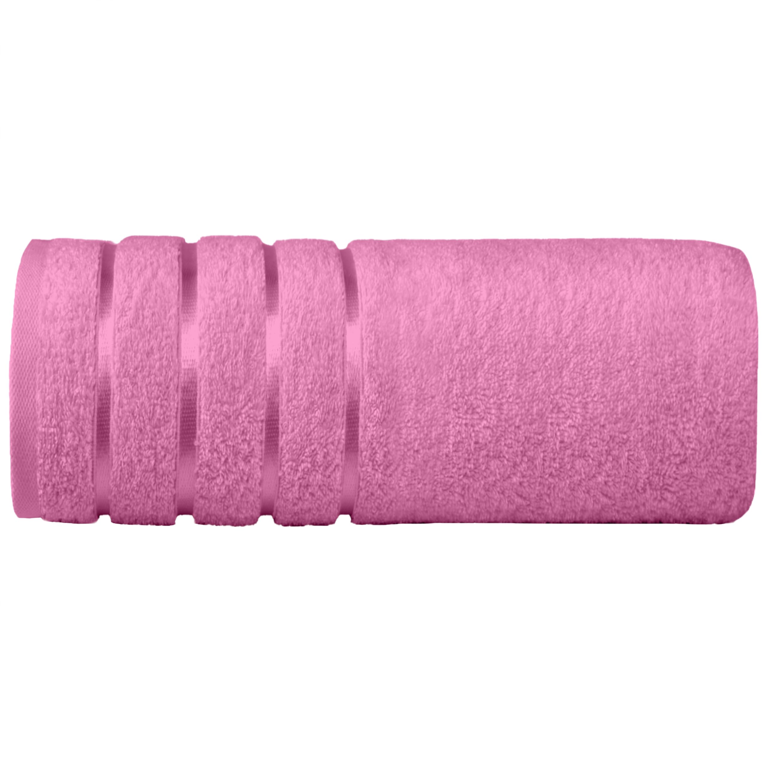 Elegant Comfort 100% Turkish Cotton 4 Lines Viscose Stripe Jumbo Bath Towel - Hotel Spa Quality Extra Large 35 x 70 Inch Bath Towel Ultra Soft, Super Absorbent Quick Dry Large Bath Towel, Light Pink