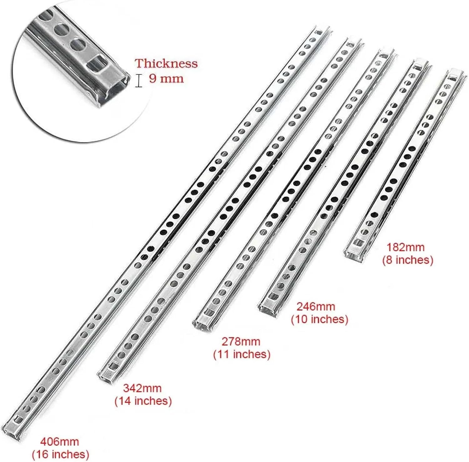 Hardware Full Extension Side Mount Drawer Slides Micro Guide Steel Ball 2 Sections 17 Wide Fold Slide Cabinets Drawer 182/246/278/342/406mm(14inches (342mm))
