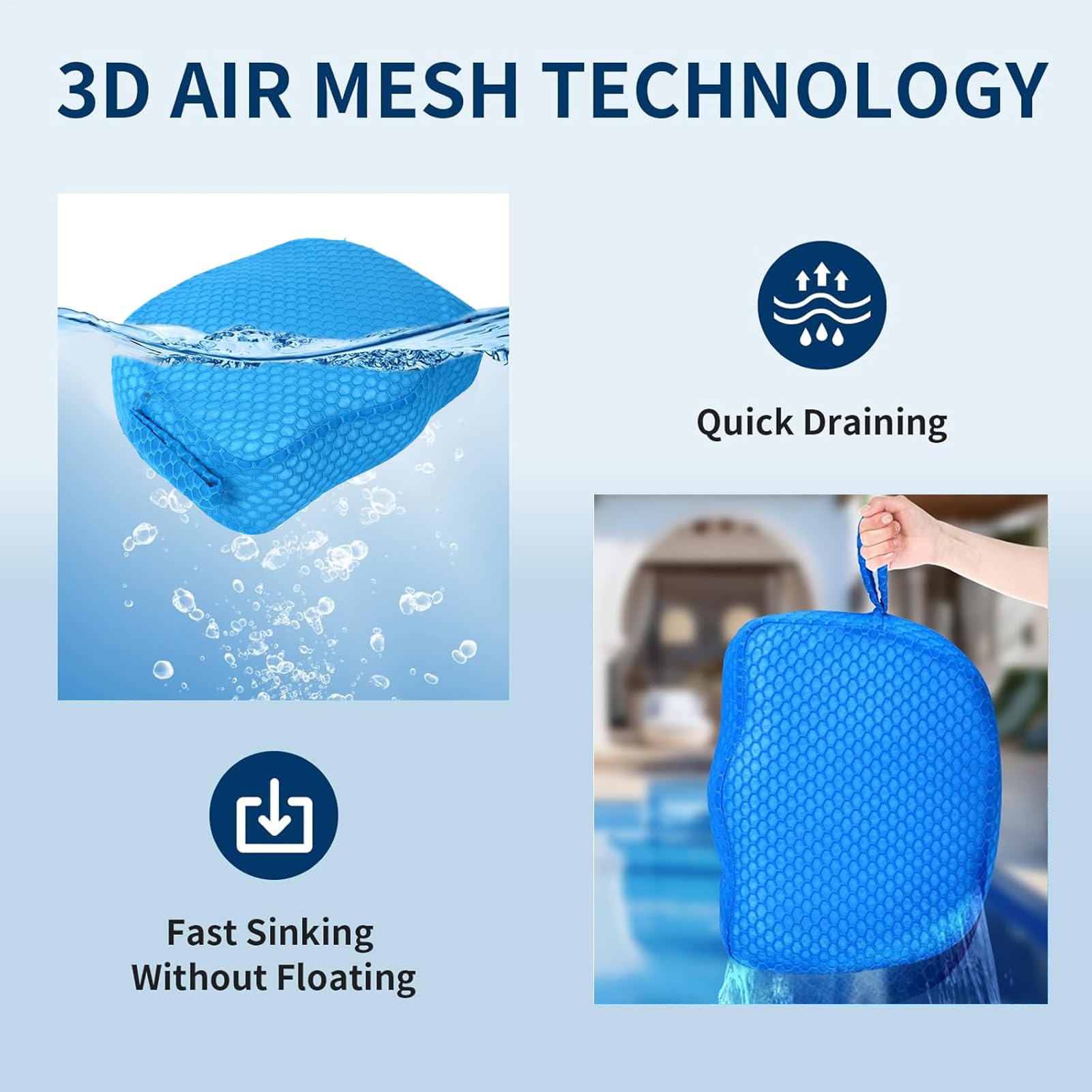 Spa-Sitzerhöhung für Rutschfeste 3D-Air-Mesh-Auflage | Spa-Booster-Sitzkissen Für Hallenbad, Außenpool, Campingausflüge, Entspannung Im Garten, Wohnmobil-Reisen Und Senioren