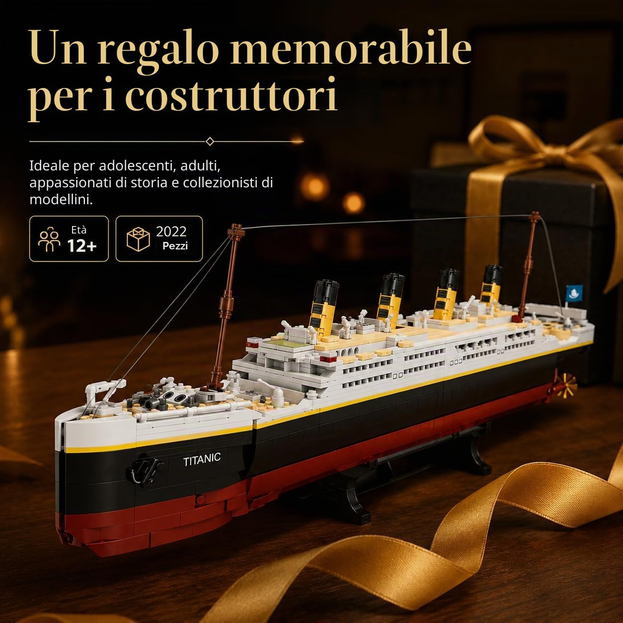 Set di Blocchi di Costruzione modello di Titanic – Kit di mockup di Barca fantasma misterioso, modello di Barca creativo, Regali per Adolescenti 14+