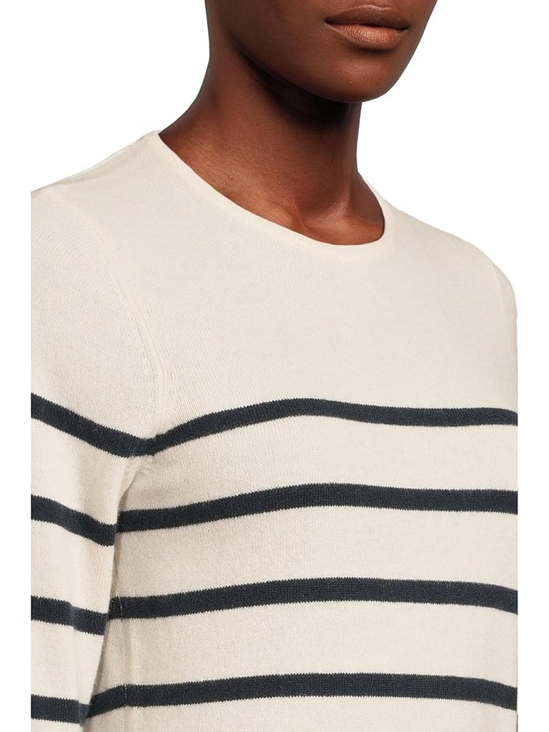 White L.L.Bean Classic Cashmere Sweater Crewneck Stripe