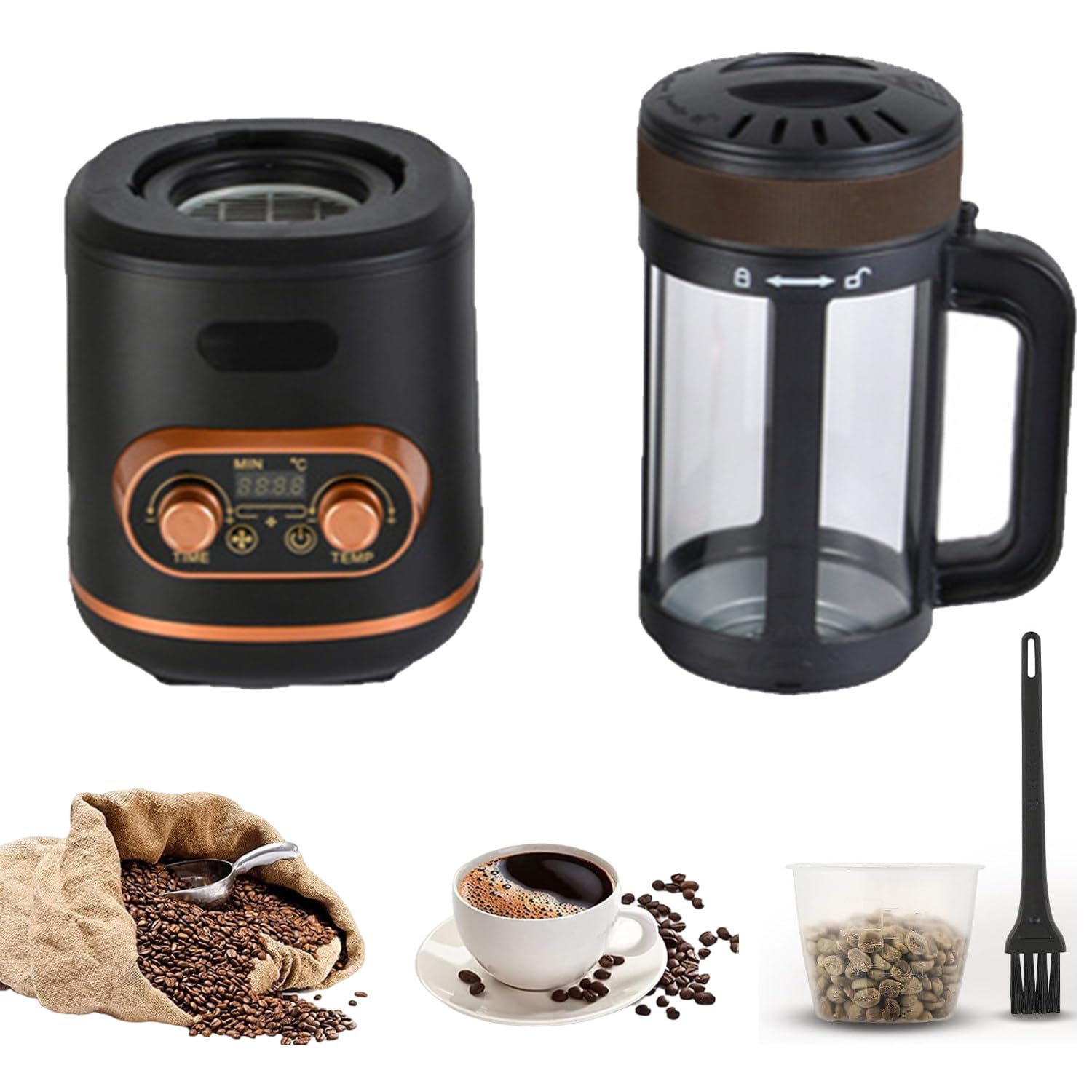 Tostatrice per Chicchi Di Caffè Da 2200 W per La Casa, Con Manopola Regolabile E Filtro in Pelle Argentata, Temperatura Massima 240 ℃, Adatta per La Cottura Dei Chicchi Di Caffè