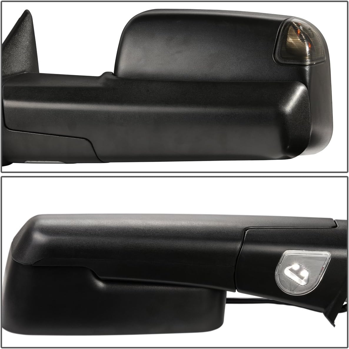 Auto Dynasty Left Side Black Power Heated w/Smoked LED Turn Signal Light Foldable Side Towing Mirror Compatible with Dodge Ram