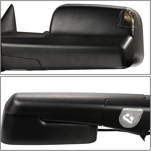 Vista 11 de Auto Dynasty Espejo de remolque lateral plegable con luz intermitente LED ahumada, compatible con Dodge Ram