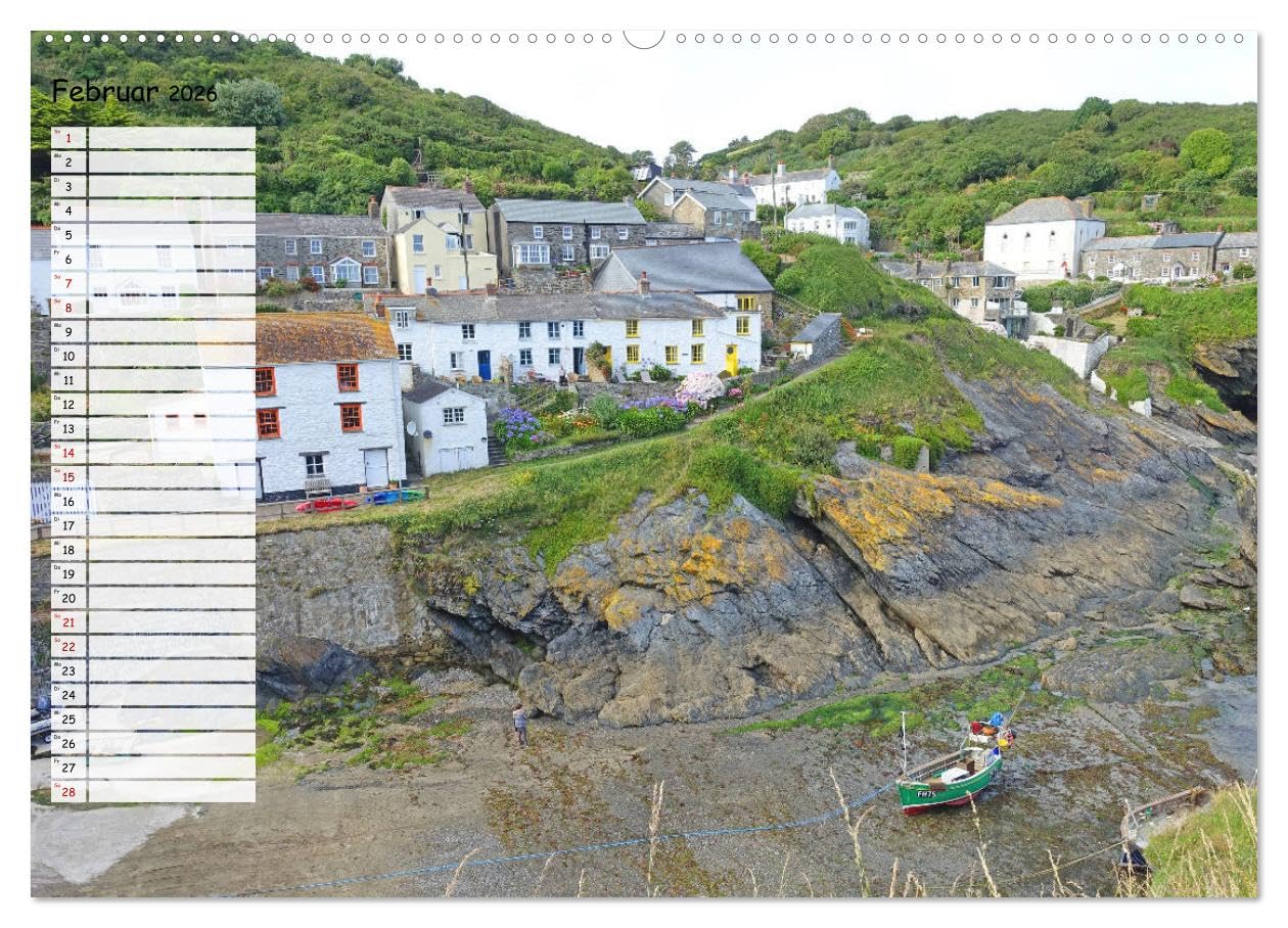 Cornwall. Terminkalender (hochwertiger Premium Wandkalender 2026 DIN A2 quer), Kunstdruck in Hochglanz: Malerische Küste und Fischerdörfer (CALVENDO Orte)
