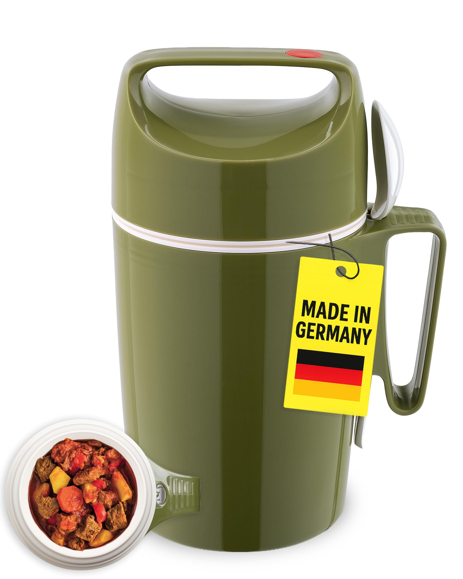 Food Flask with Spoon 850cc, Plastic, Green, 17 X 13 cm X 26 cm