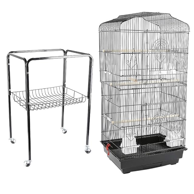 Foto 3 de 8 de Jaulas para pájaros, Metal, Grandes,Jaulas para Aves,Exterior,Portátil con 4 Ruedas giratorias de 360°…