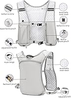 Vista 5 de Chaleco para correr, ligero, transpirable, de gran capacidad, chaleco de hidratación con tiras reflectantes, mochila para correr de maratón